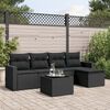 vidaXL 6 Piece Garden Sofa Set with Cushions Black Poly Rattan