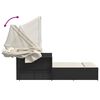 vidaXL Double Sun Lounger with Canopy and Cushions Black Poly Rattan