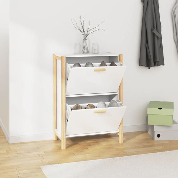 vidaXL Shoe Cabinet White 57.5x33x80 cm Engineered Wood