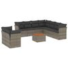vidaXL 10 Piece Garden Sofa Set with Cushions Grey Poly Rattan