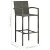 vidaXL Bar Stools 2 pcs Grey Poly Rattan