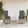 vidaXL Reclining Garden Chairs 2 pcs with Cushions Grey Poly Rattan