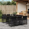 vidaXL 7 Piece Garden Dining Set with Cushions Black Poly Rattan