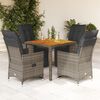 vidaXL 5 Piece Garden Bistro Set with Cushions Grey Poly Rattan