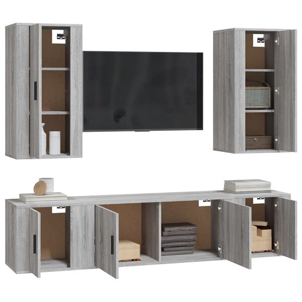vidaXL 5 Piece TV Cabinet Set Grey Sonoma Engineered Wood
