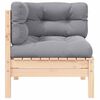 vidaXL Garden Corner Sofa with Grey Cushions Solid Pinewood