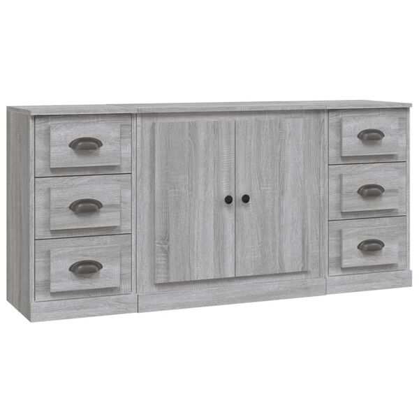 vidaXL Sideboards 3 pcs Grey Sonoma Engineered Wood