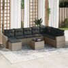 vidaXL 9 Piece Garden Sofa Set with Cushions Grey Poly Rattan