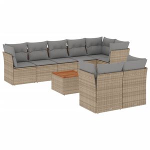 vidaXL 9 Piece Garden Sofa Set with Cushions Mix Beige Poly Rattan