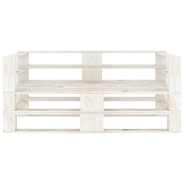 vidaXL Garden 2-Seater Pallet Sofa White Solid Pinewood
