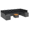 vidaXL 11 Piece Garden Sofa Set with Cushions Black Poly Rattan