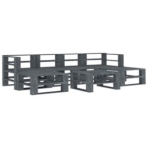 vidaXL 7 Piece Garden Pallet Lounge Set Wood Grey