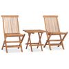 vidaXL 3 Piece Folding Outdoor Dining Set with Cushion Solid Wood Teak