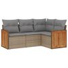 vidaXL 4 Piece Garden Sofa Set with Cushions Beige Poly Rattan
