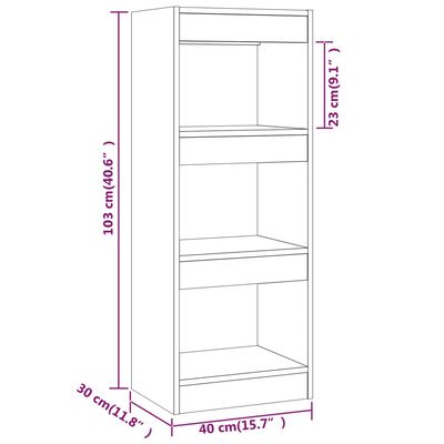 vidaXL Book Cabinet/Room Divider Concrete Grey 40x30x103 cm Engineered Wood