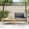 vidaXL 2 Piece Garden Lounge Set with Dark Grey Cushions Bamboo