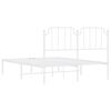vidaXL Metal Bed Frame without Mattress with Headboard White 135x190cm