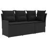 vidaXL Garden Armrest Sofa with Corner Sofa 2 Piece Black PE Rattan
