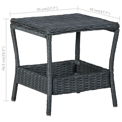 vidaXL Garden Table Dark Grey 45x45x46.5 cm Poly Rattan