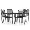 vidaXL 7 Piece Garden Dining Set Black