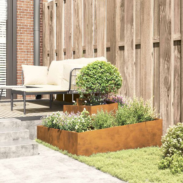 vidaXL Garden Planter Brown 100 x 100 x 50 cm Weather Steel