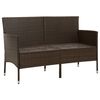 vidaXL 3-Seater Garden Sofa with Cushion Brown Poly Rattan