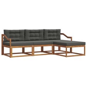 vidaXL Outdoor Sofa Set with Cushion 4 pcs Natural and Anthracite