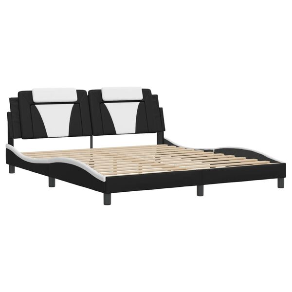 vidaXL Bed Frame "Viana" without Mattress Black and White 180x200 cm King Faux Leather