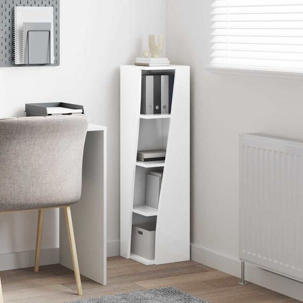 vidaXL Corner Cabinet White 27.5 x 27 x 102 cm Engineered Wood