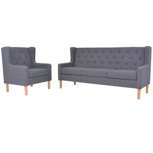 vidaXL Sofa Set 2 Pieces Fabric Grey