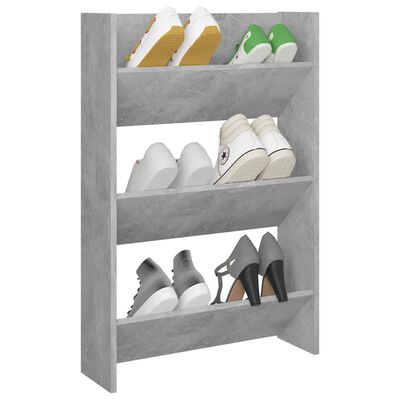 vidaXL Wall Shoe Cabinet Concrete Grey 60x18x90 cm Engineered Wood