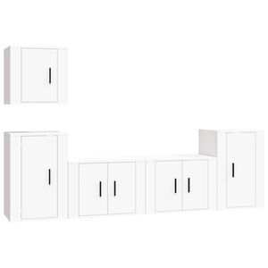 vidaXL 5 Piece TV Cabinet Set White Engineered Wood