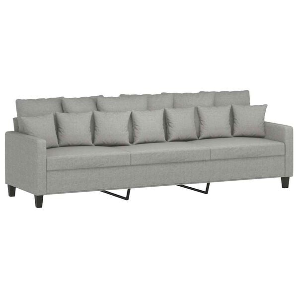 vidaXL 3-Seater Sofa with Footstool Light Grey 210 cm Fabric