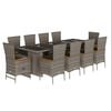 vidaXL 11 Piece Garden Dining Set with Cushions Grey Poly Rattan