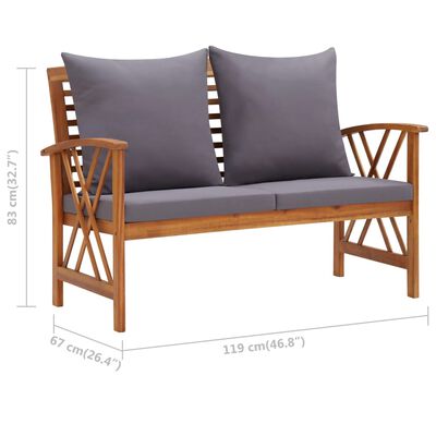 vidaXL Garden Bench with Cushions 119 cm Solid Acacia Wood