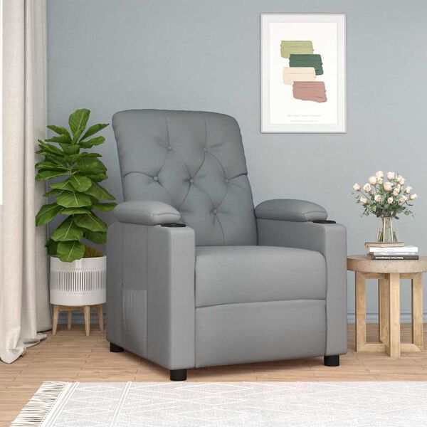 vidaXL Recliner Chair Light Grey Fabric