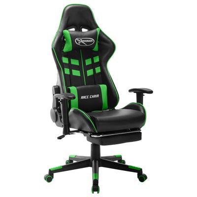 vidaXL Gaming Chair with Footrest Black and Green Artificial Leather