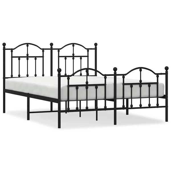 vidaXL Metal Bed Frame without Mattress with Footboard Black 135x190cm