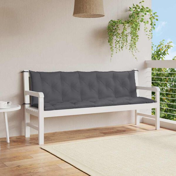 vidaXL Garden Bench Cushion Anthracite 180x(50+50)x7cm Oxford Fabric