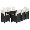 vidaXL 9 Piece Garden Bistro Set with Cushions Black Poly Rattan