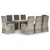 vidaXL 9 Piece Garden Dining Set with Cushions Grey Poly Rattan
