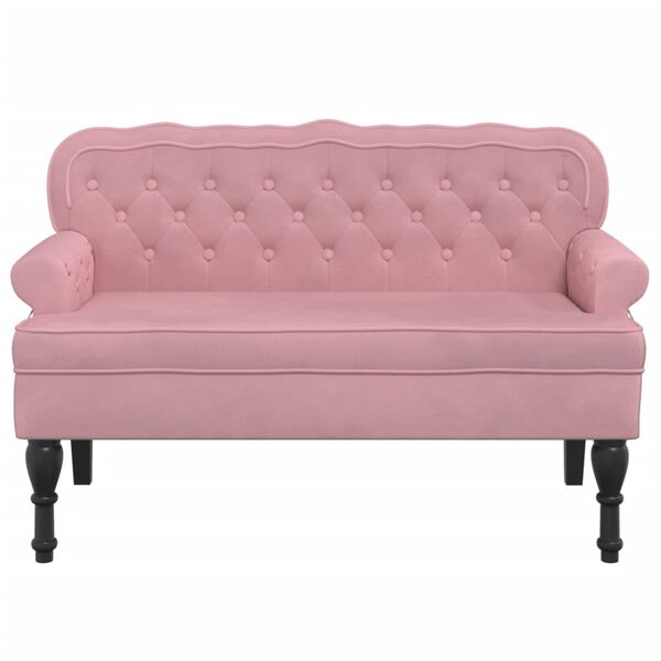 vidaXL Bench with Backrest Pink 119.5x64.5x75 cm Velvet