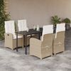 vidaXL 5 Piece Garden Dining Set with Cushions Beige Poly Rattan