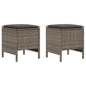 vidaXL 2 pcs Garden Footstool PE Rattan Grey and Dark Grey