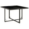 vidaXL Garden Table | Black | PE rattan, Powder-coated steel, Tempered glass