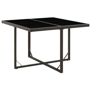 vidaXL Garden Table | Black | PE rattan, Powder-coated steel, Tempered glass