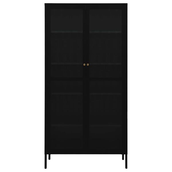vidaXL Display Cabinet Black 90x40x180 cm Steel and Tempered Glass