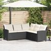 vidaXL L-shaped Couch Sofa with Cushions Black Poly Rattan