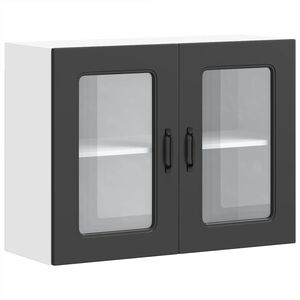 vidaXL Kitchen Wall Cabinet with Glass Door Kalmar Black Engineered Wood