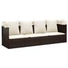vidaXL Outdoor Lounge Bed with Roof and Cushions Brown Poly Rattan